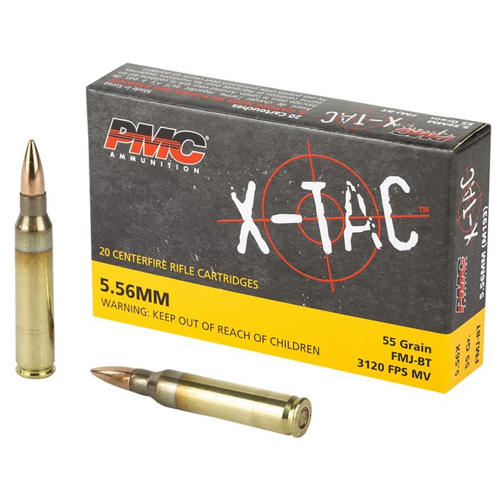 PMC 556X X-Tac5.56x45mmNATO 55gr Full Metal Jacket Boat Tail 20 Per Box/50 Case