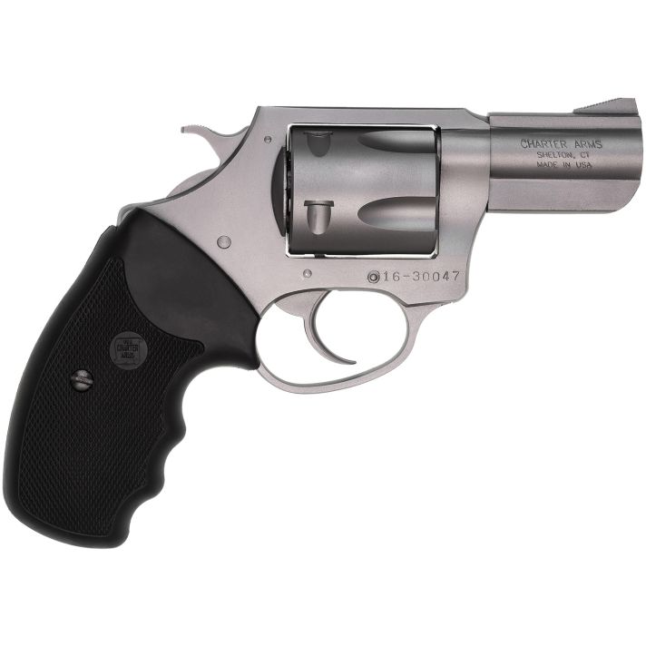Charter Arms 74020 PitbullLarge 40 S&W 5 Shot 2.30" Matte Stainless Steel Barrel, Cylinder & Frame w/Black Finger Grooved Rubber Grip