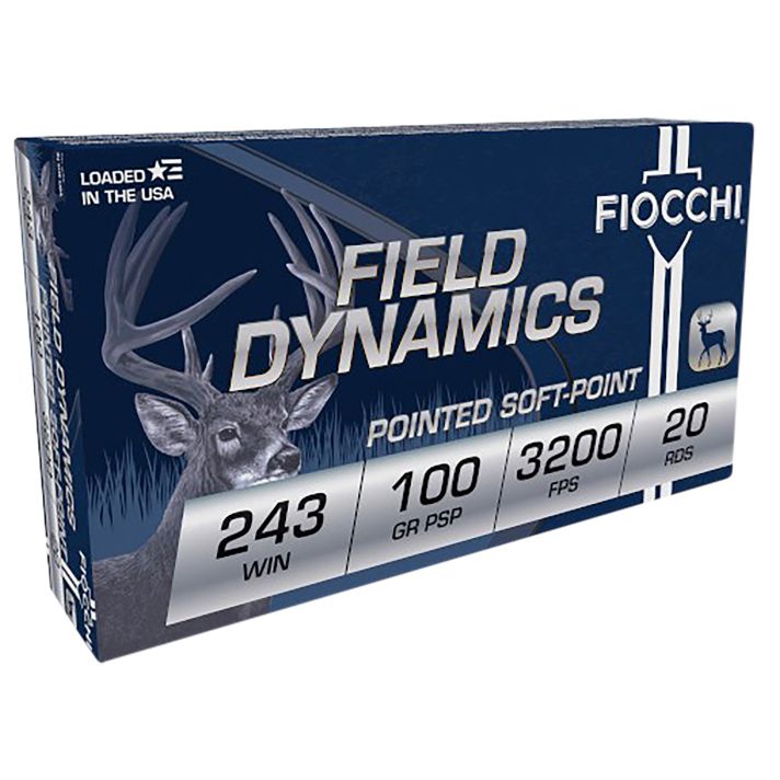 Fiocchi 243SPD Field Dynamics243Win 100gr Pointed Soft Point 20 Per Box/10 Case
