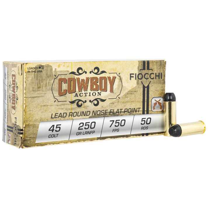 Fiocchi 45LCCA Cowboy Action45Colt 250gr Lead Round Nose Flat Point 50 Per Box/10 Case