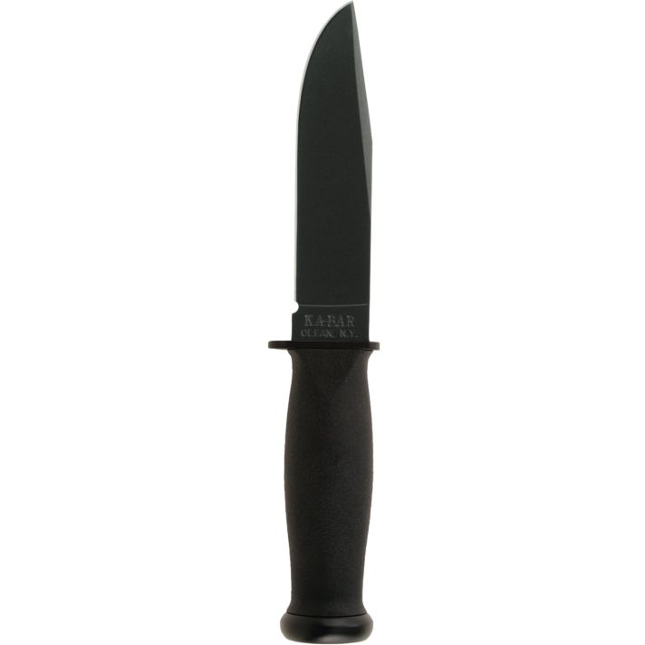 Ka-Bar 2221 Mark I5.13" Fixed Clip Point Plain Black 1095 Cro-Van Blade, Black Kraton G Handle, Includes Sheath