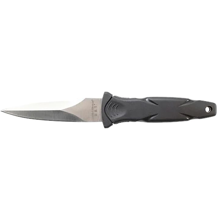 Smith & Wesson Knives SWHRT3 H.R.T.3.50" Fixed Spear Point Plain Black TPR Handle Includes Sheath 7.5" OAL