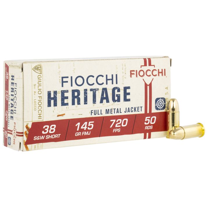 Fiocchi 38SWSHA Heritage38S&WShort 145gr Full Metal Jacket 50 Per Box/20 Case