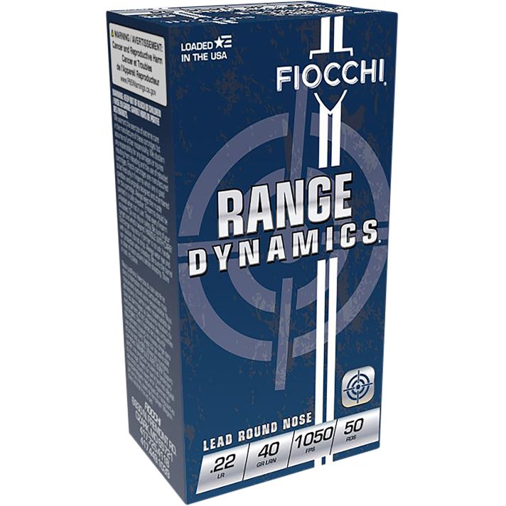 Fiocchi 22FLRN Field Dynamics High Velocity 22LR 40gr Lead Round Nose 50 Per Box/100 Case