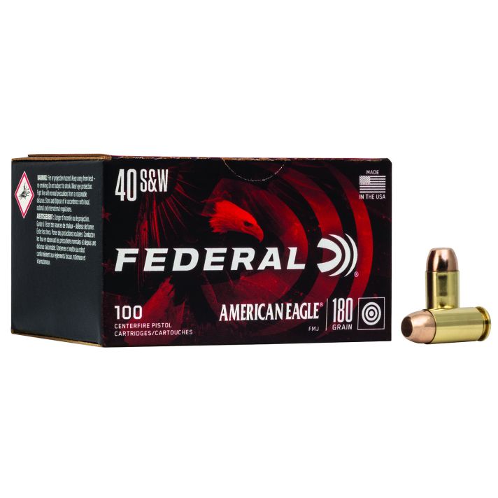 Federal AE40R100 American Eagle Handgun 40S&W 180gr Full Metal Jacket 100 Per Box/5 Case