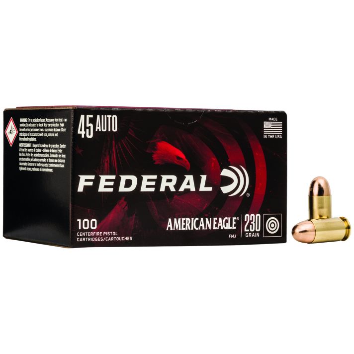 Federal AE45A100 American Eagle Handgun 45ACP 230gr Full Metal Jacket 100 Per Box/5 Case