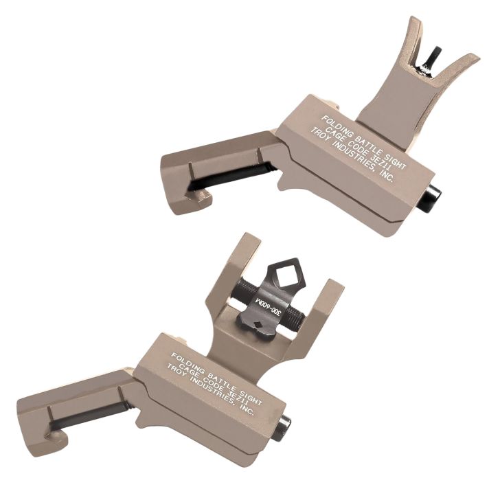 Troy Ind SSIG-45S-MDFT-00 45 Degree Offset Battlesight SetFlat Dark Earth Anodized M4 Front & Dioptic Rear