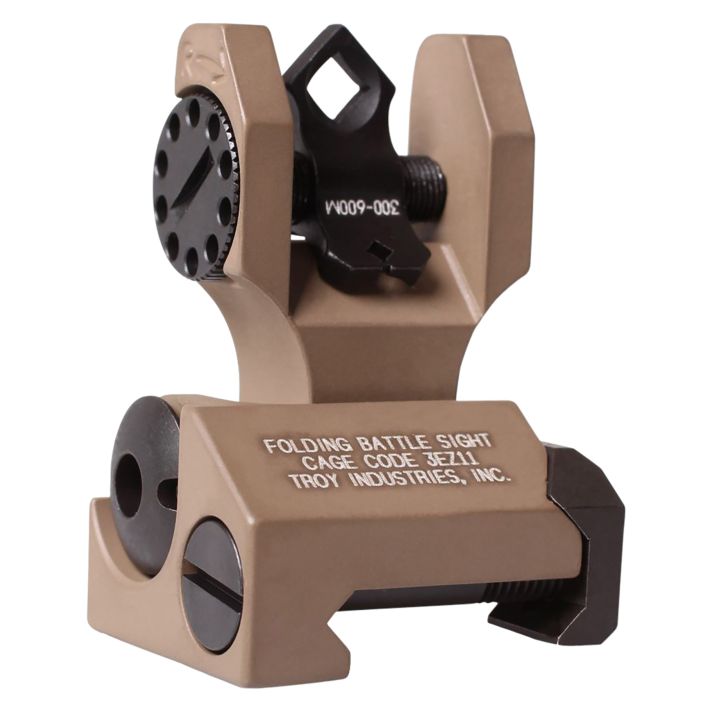 Troy Ind SSIGDOARFFT00 Rear Folding BattleSight DiopticFlat Dark Earth Folding for AR-15