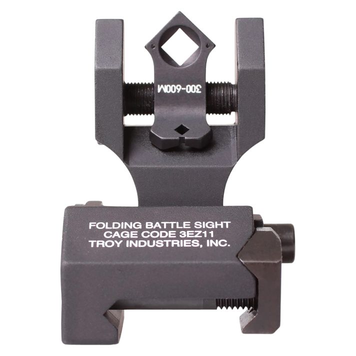 Troy Ind SSIGFBSTTBT00 Tritium Rear Folding BattleSight RoundBlack Hardcoat Anodized Folding for AR-15