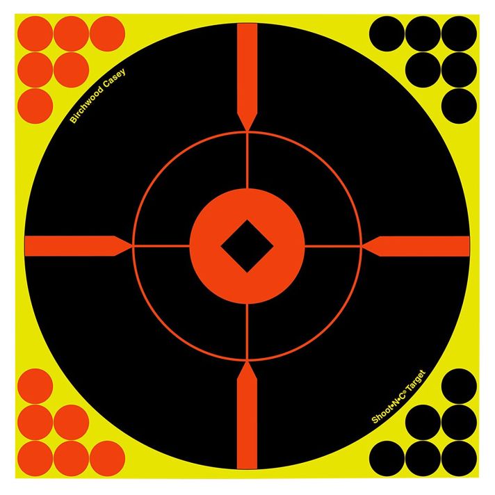 Birchwood Casey 34015 Shoot-N-C Reactive Target Self-Adhesive Paper Black/Yellow/Red 12" Bullseye BMW 5 Pack