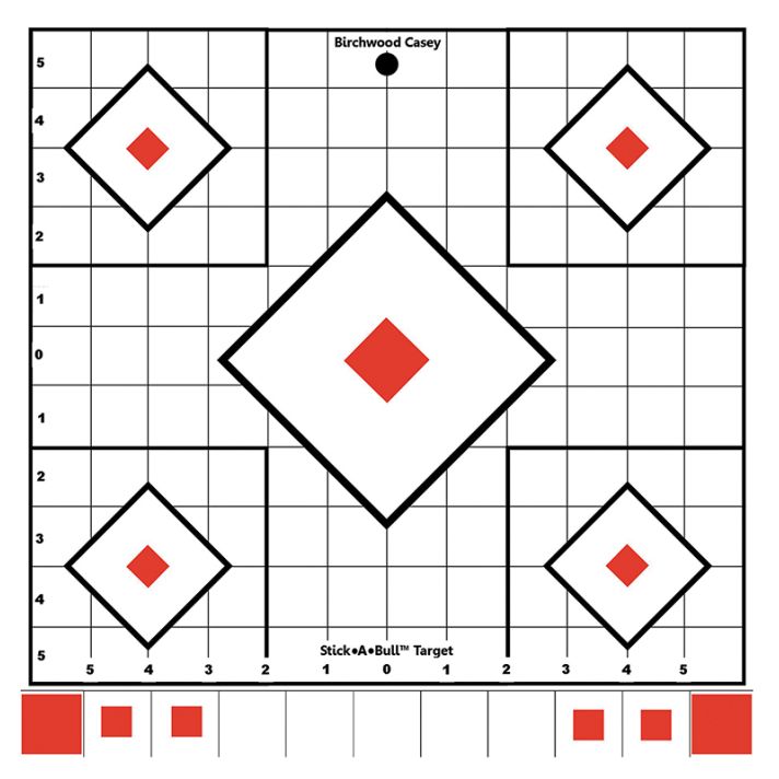 Birchwood Casey 33922 Stick-A-Bull Sight-In Self-Adhesive Paper White/Red 12" 5-Diamond 5 Pack