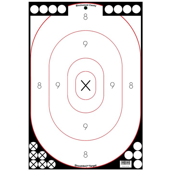 Birchwood Casey 34615 Shoot-N-C Reactive Target Self-Adhesive Paper Black/White 12"x18" Silhouette 5 Pack