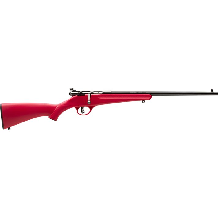 Savage Arms 13795 RascalYouth 22 LR 1rd 16.13" Matte Black Sporter Barrel, Matte Black Carbon Steel Receiver, Red Fixed Synthetic Stock, Right Hand