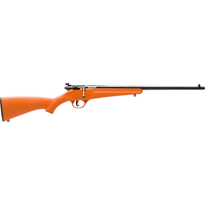 Savage Arms 13810 RascalYouth 22 LR 1rd 16.13" Matte Black Sporter Barrel, Matte Black Carbon Steel Receiver, Orange Fixed Synthetic Stock, Right Hand