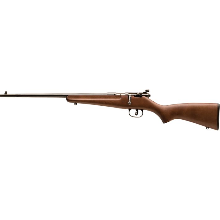 Savage Arms 13820 RascalYouth 22 LR 1rd 16.13" Matte Black Sporter Barrel, Matte Black Carbon Steel Receiver, Satin Brown Fixed Wood Stock, Left Hand