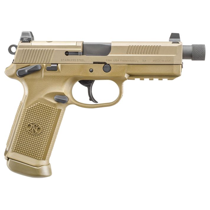 FN 66968 FNX Tactical 45 ACP5.30" Threaded Barrel 15+1 ,Flat Dark Earth , Manual Safety , Night Sights