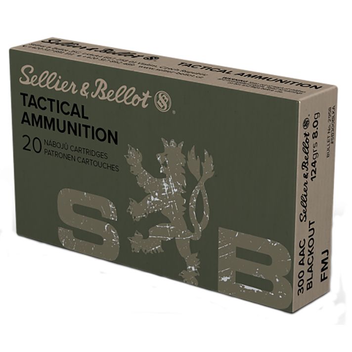 Sellier & Bellot SB300BLKA Rifle300Blackout 124gr Full Metal Jacket 20 Per Box/50 Case