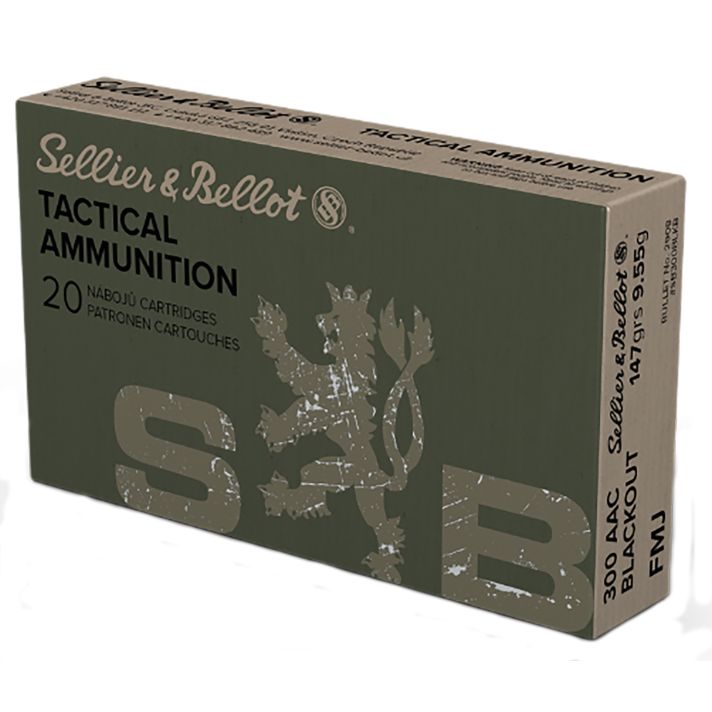 Sellier & Bellot SB300BLKB Rifle300Blackout 147gr Full Metal Jacket 20 Per Box/50 Case