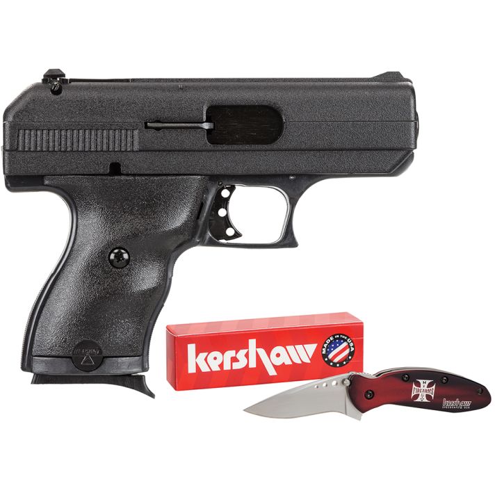 Hi-Point 916HCKNIFE C9 w/Knife 9mm Luger 8+1, 3.50" Black Steel w/Integral Compensator Barrel, Black Powder Coated Serrated Steel Slide, Black Polymer Frame & Grip, Knife