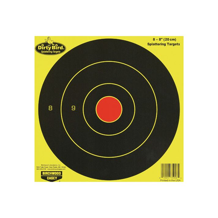 Birchwood Casey 35908 Dirty Bird8" Bullseye Paper Hanging Universal Black/Yellow 8 Per Pkg