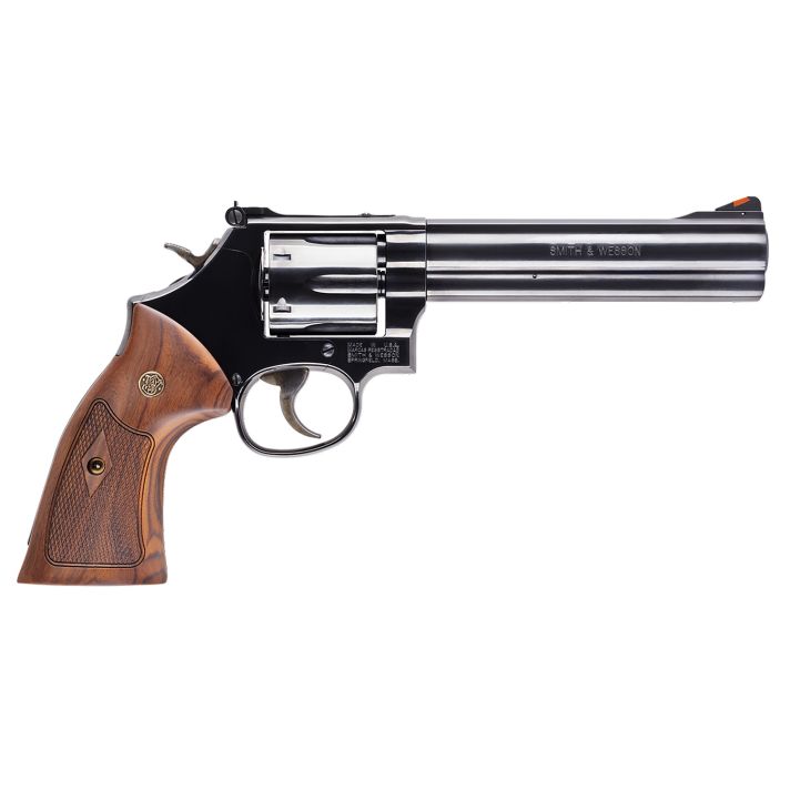 Smith & Wesson 150908 Model 586 Classic 357 Mag or 38 S&W Spl +P Blued Carbon Steel 6" Barrel, 6rdCylinder & Square Butt L-Frame, Wood Grip With S&W Medallions