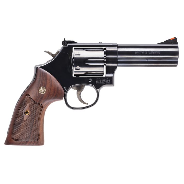 Smith & Wesson 150909 Model 586 Classic L-Frame 357 Mag 38 Special +P 6 Shot 4" Blued Carbon Steel Barrel, Blued Cylinder, Blued Carbon Steel Frame, Wood Grip Internal Lock Safety, Exposed Hammer