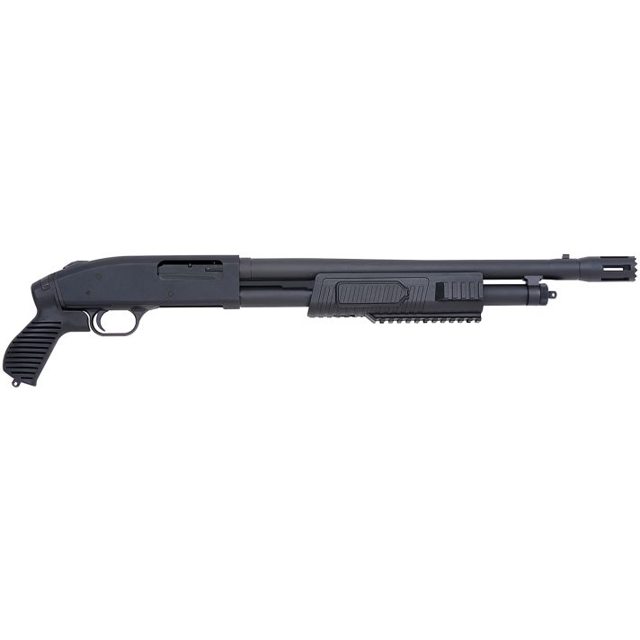 Mossberg 50673 500 FLEX Tactical 12 Gauge Pump 3" 5+1 18.50" Matte Blued Stand-Off Breacher Barrel, Blued Stainless Steel Receiver, Black Fixed w/Pistol Grip Synthetic Stock