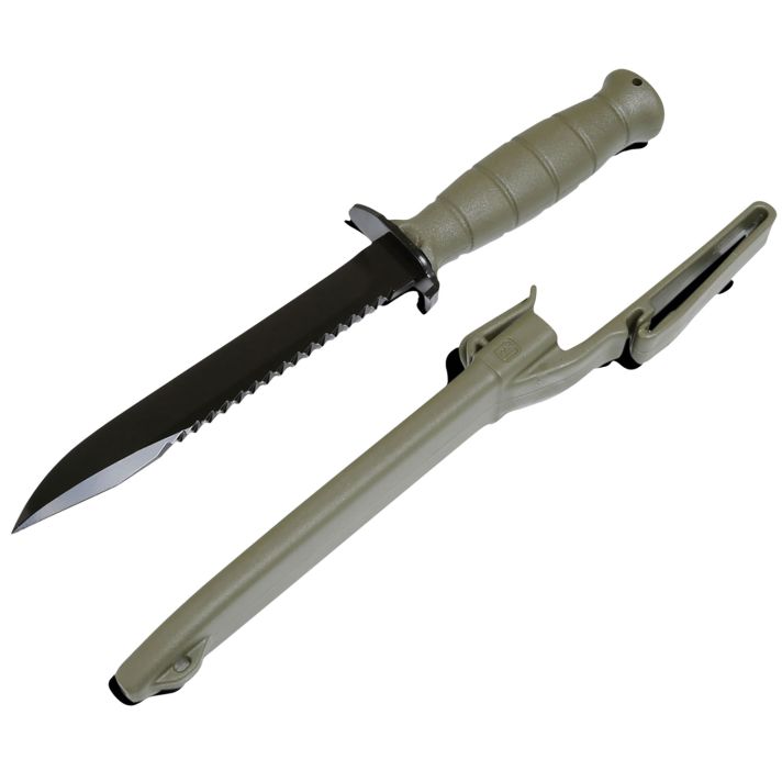 Glock KF039181 Field7" Fixed Clip Point Plain/Saw Black High Carbon Steel Blade Battle Field Green Textured Trimond Polymer Handle Features Clamshell Packaging