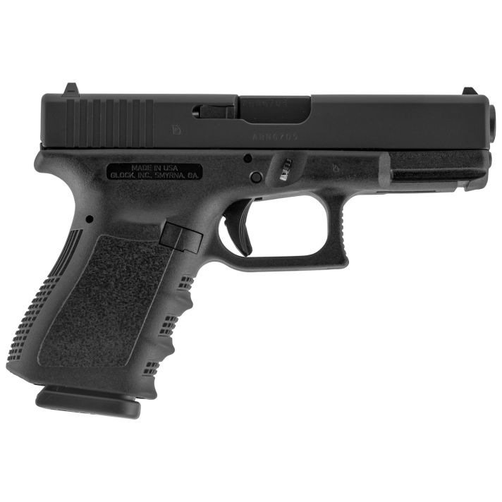 Glock UI2350203 G23 Gen3 Compact 40 S&W 13+1 4.02" Black Polygonal Rifled Barrel, Matte Black Serrated Slide, Black Polymer Frame w/Picatinny Rail, Black Textured Finger Grooved Polymer Grip, USA Made
