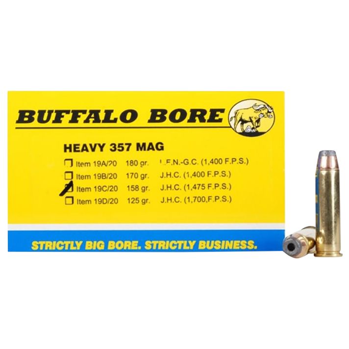 Buffalo Bore Ammunition 19C20 Heavy Strictly Business 357Mag 158gr Jacket Hollow Point 20 Per Box/12 Case