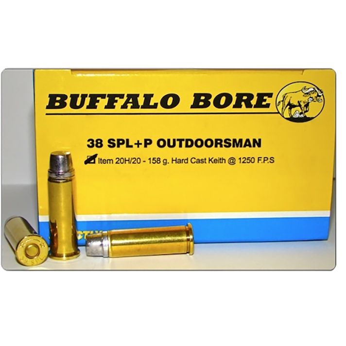 Buffalo Bore Ammunition 20H20 Outdoorsman Strictly Business 38Special +P 158gr Hard Cast 20 Per Box/12 Case