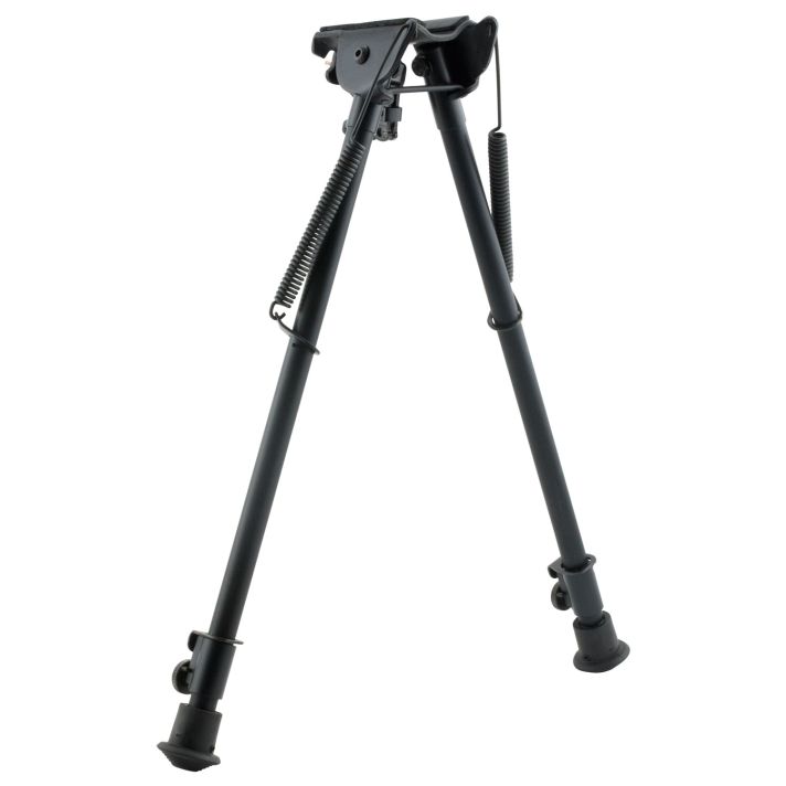 Harris Bipods H1A2 Non-Swivel H Swivel Stud, 13.50-23" Black Steel/Aluminum, Rubber Feet