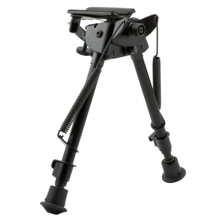 Harris Bipods LMS Swivel L Swivel Stud, 9-13", Black Steel/Aluminum, Notched Legs, Rubber Feet