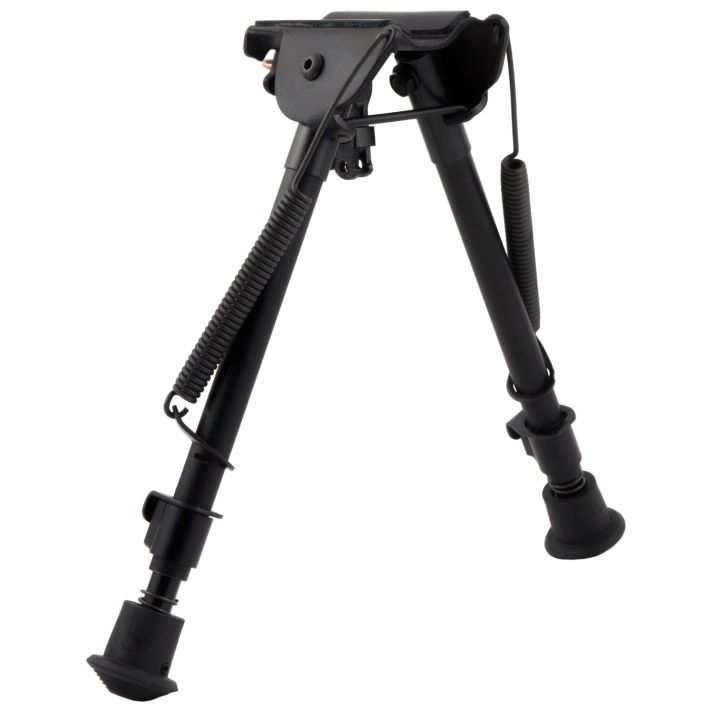 Harris Bipods LM1A2 Non-Swivel L Swivel Stud, 9-13", Black Steel/Aluminum, Notched Legs, Rubber Feet