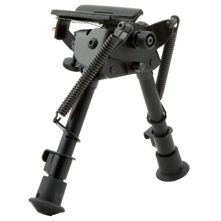 Harris Bipods BRMS Swivel BR Swivel Stud, 6-9", Black Steel/Aluminum, Notched Legs, Rubber Feet