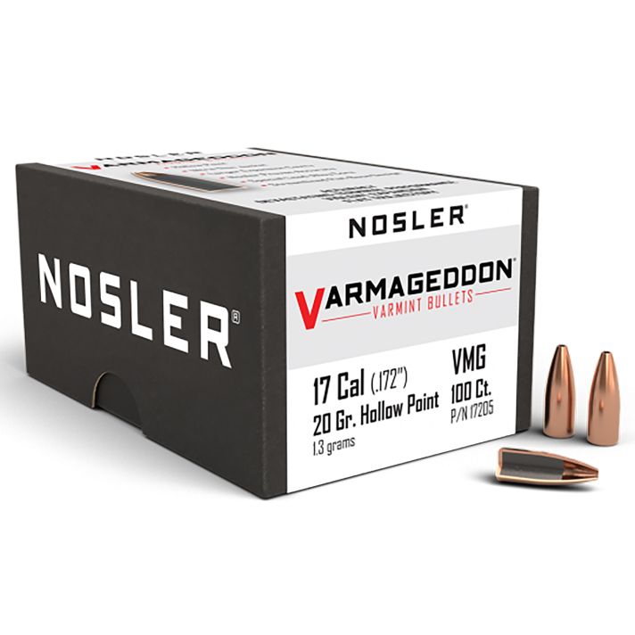 Nosler 17205 Varmageddon17Cal 20gr Flat Base Hollow Point 100/Box
