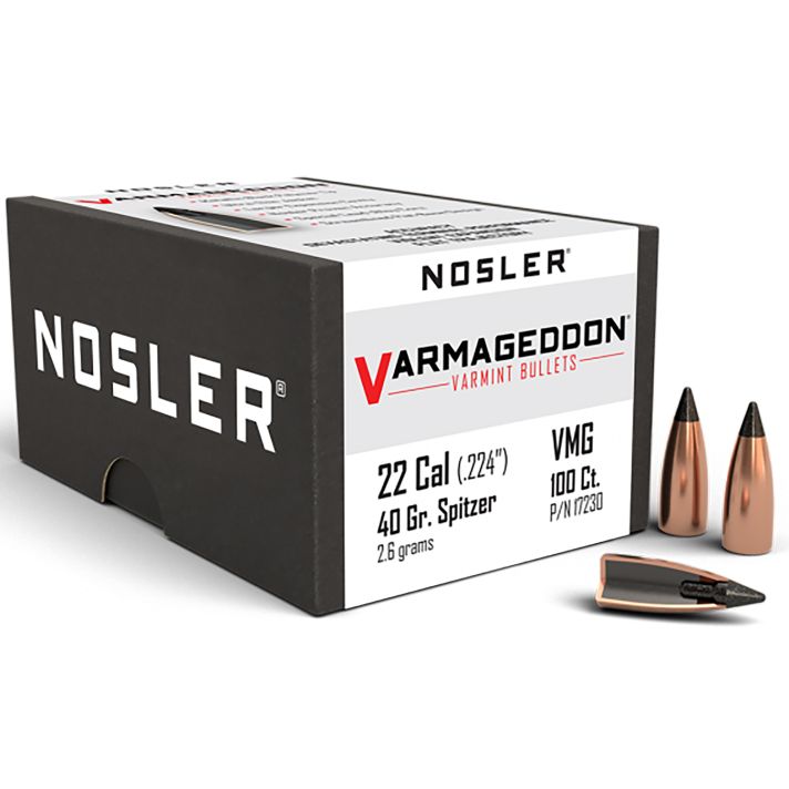 Nosler 17230 Varmageddon22Cal 40gr Flat Base Tipped 100/Box