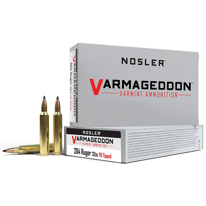 Nosler 65115 Varmageddon204Ruger 32gr Flat Base Tipped 20 Per Box/20 Case