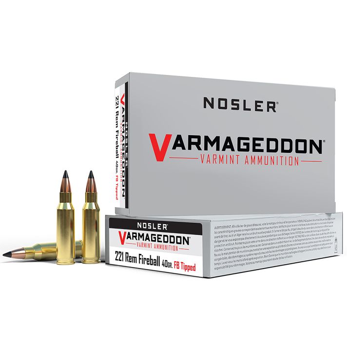 Nosler 65125 Varmageddon221RemFireball 40gr Flat Base Tipped 20 Per Box/20 Case