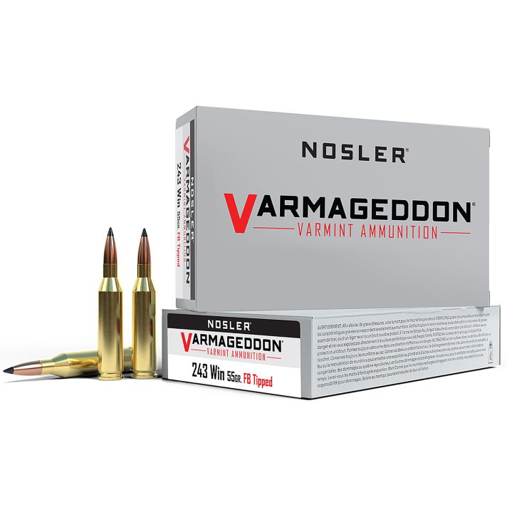 Nosler 65165 Varmageddon243Win 55gr Flat Base Tipped 20 Per Box/10 Case