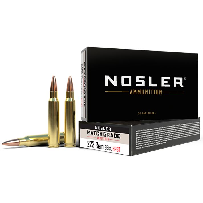 Nosler 60023 Match Grade223Rem 69gr Custom Competition Hollow Point Boat Tail 20 Per Box/20 Case