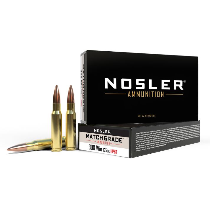 Nosler 60072 Match Grade308Win 175gr Custom Competition Hollow Point Boat Tail 20 Per Box/10 Case