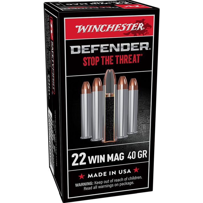 Winchester Ammo S22MPDX1 Defender22WMR 40gr Jacketed Hollow Point 50 Per Box/20 Case
