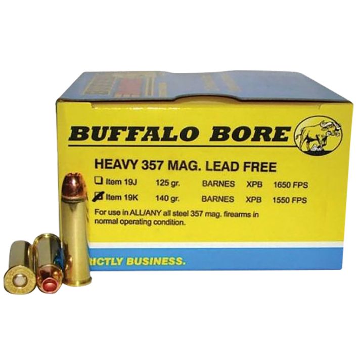 Buffalo Bore Ammunition 19K20 Buffalo-Barnes Strictly Business 357Mag 140gr Barnes VOR-TX XPB Lead Free 20 Per Box/12 Case
