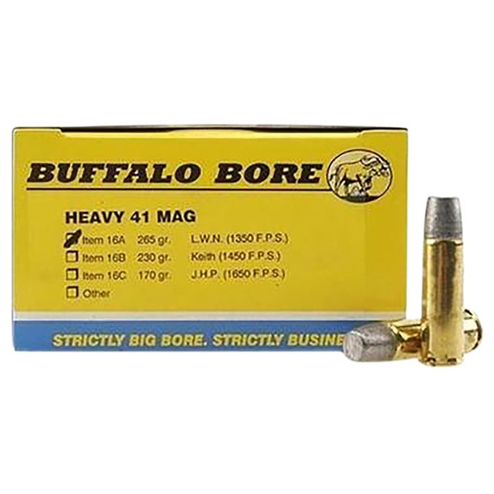 Buffalo Bore Ammunition 16A20 Heavy Strictly Business 41Rem Mag 265gr Hard Cast Lead 20 Per Box/12 Case