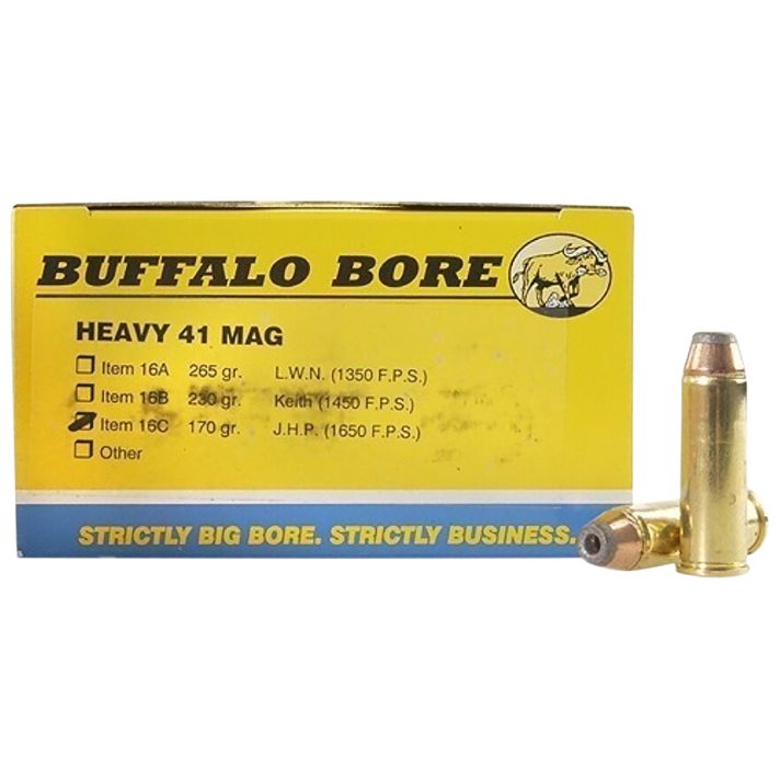Buffalo Bore Ammunition 16C20 Heavy Strictly Business 41Rem Mag 170gr Jacket Hollow Point 20 Per Box/12 Case