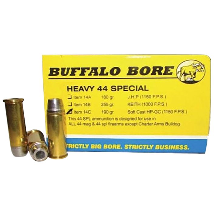 Buffalo Bore Ammunition 14C20 Heavy Strictly Business 44S&W Spl 190gr Soft Cast Hollow Point 20 Per Box/12 Case
