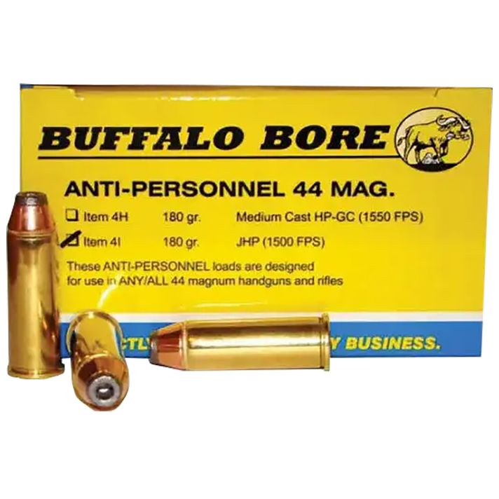 Buffalo Bore Ammunition 4I20 Anti-Personnel Strictly Business 44Rem Mag 180gr Jacketed Hollow Point 20 Per Box/12 Case