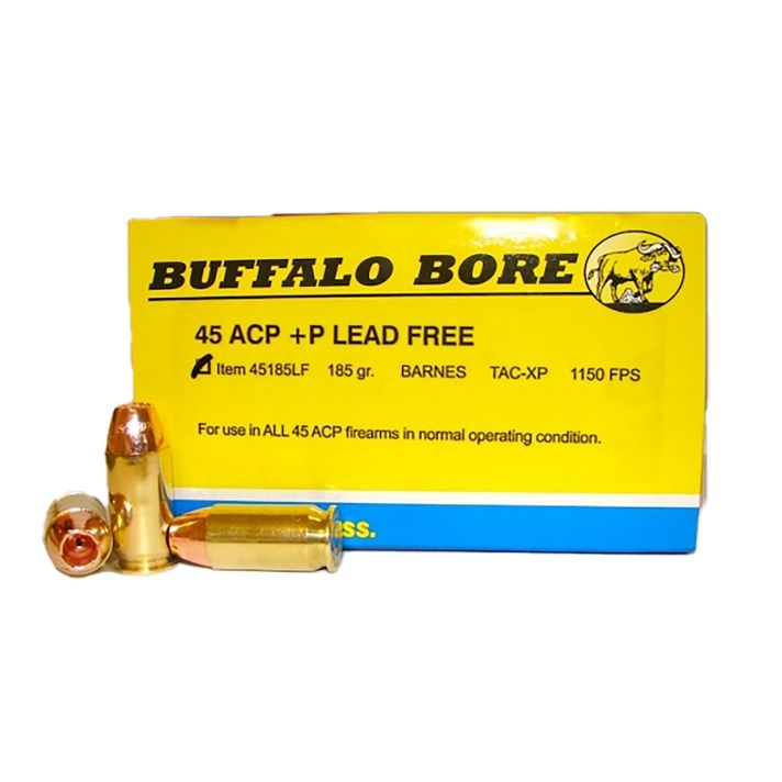 Buffalo Bore Ammunition 45185LF20 Buffalo-Barnes Strictly Business 45ACP +P 185gr Barnes TAC-XP Lead Free 20 Per Box/12 Case
