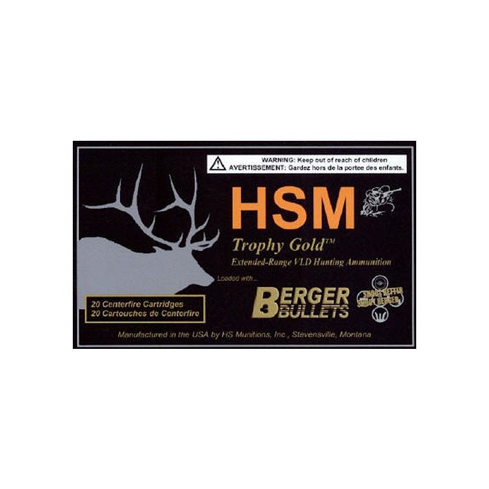 HSM 338WM300OTM Trophy Gold Extended Range 338 Win Mag 300 gr Berger Hybrid Tactical Open Tip Match 20 Per Box/ 20 Case